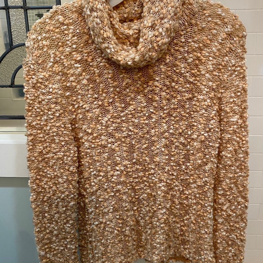 Vintage Cowl Neck Leyla Mitra Nubby Sweater (peach/taupe/ivory)